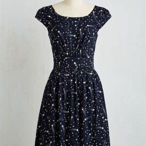 Emily and Fin Navy Shooting Star Print Fit & Flare Dress - XL